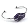 Vintage Multiple Shape Moon Water Drop Natural Amethyst Bangle Healing Crystal Gemstone Women's Bracelet