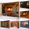 Tapestry Fireplace Tapestry Magic Retro Bookcase Wall Hanging Thin Polyester My