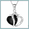 Kolye Kolye kolyeler Mücevher Kadın Moda Kalp Kristal Rhinestone Sier Zincir Kolye 10 Renk Uzunluğu 17.7 "İnç Kızlar Hediye Dr