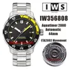 IWSF Top Quality Watches 44mm Aquatimer 2000 ETA Cal.2892 Automatic Mens Watch 356808 Black Dial Stainless Steel Bracelet Gents Wristwatches