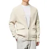 Herrtröjor Herrflanellstickande Cardigan Fall 2022 Lös tröja Jacka Men brittisk stil bekväm gentleman casual sticked coatmen