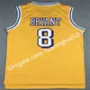 ジョンソンバスケットボールジャージーシャツ42 Artest Worthy 44 Jerry West Uniform Yellow Purple 2001 2002 1996 1997 Fast SH Jerseys
