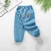 Summer Boys Mosquito Jeans Cute Pattern Design Casual Loose Pants For 12M5T Childrens Trousers Clothes Blue 220812