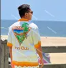Casablanca 23ss Designer-Hemden, weiß, orange, Kaktus, Tennisplatz, für Männer und Frauen, hawaiianisches Kurzarmhemd, Casablanc Button-up-Sets
