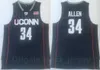 NCAA UCONN HUSKIES BASKABALL RAY ALLEN COLLEGE JERSEYS 34 Men University Team Color Navy Blue White Bortable Brodery and Sying for Sport Fans Pure Cotton