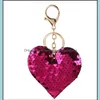 Party Favor Event Supplies Festive Home Garden New Heart Sequin Keychain Key Rings Mothers Day Valentines Christmas Gift For Girls Women R