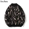 Una Reta Print Seater Men New Autumn Streetwear Men's Clothes Hip Hop Pullover Men Patchwork特大のソフトカップルセーターT220730