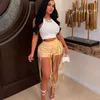 Womens Sexy PU Leather Pants Fashion Leather Rope Woven Low Waist Tassel Shorts 2022 Summer New Products