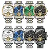 Relógios de pulso relógios automáticos homens stanless aço esportes date impermeabilizados de luxo fase de pulseira de lua de lua de lua de lua Montre Homme Gifts 6617Wrist