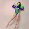 Sahne Giyim Çılgın Kıyafetler Kadınlar Floresan Yeşil Partisi Etkileşimli Tur Bodysuit Su Gogo Gece Kulübü Bar Kutup Performans Kostümleri XS1535S