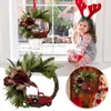 Couronnes de fleurs décoratives 12 pouces couronne de Noël de camion rouge pour porte d'entrée décoration de la maison créativité Plaid arc ferme décor décoratif