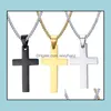 Hänge halsband hängsmycken smycken rostfritt stål tvärherrens religion tro Crucifix charm titankedja för kvinnor mode 3 färger droppe