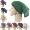 Muslim Women Under Scarf Hijab Tube Bonnet Bone Chemo Hat Head Cover Inner Caps Hair Loss Turban Female Wrap Beaine Solid Color
