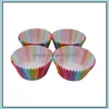 Cupcake Bakeware Cucina Sala da pranzo Bar Giardino domestico 100 pezzi Bicchieri di carta Fodera arcobaleno Pirottini per muffin Cup Cake Topper Baki Dhyec