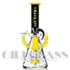 9 inches New Heady Unique Glass Bongs with accessories Striped Color Horns Decorated Dab Rig Dry Herb Rigs Water Pipes and Glass Bowl hookahs