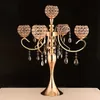 Decoração 5 Armas Mesa de metal de casamento Top lustre peça central Stands com Crystal Decoration Gold Centerpieces For Weddings Tabelas IMAKE152