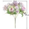 Ghirlande di fiori decorativi 32 cm Decorazione floreale artificiale Rosa peonia Seta Piccolo bouquet Festa in pizzo Matrimonio primaverile Fiore fintoDecorativo