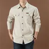 Spring Autumn Denim Men Shirts Long Sleeve 100% Cotton Camiseta Masculina Army Military Casual Size S-4XL 5XL 6XL 220401