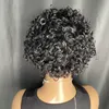 Bandeau court perruque cheveux humains vague profonde perruques pour femme noire 16 pouces brésilien Remy sans colle pleine Machine faite