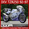 Kit de carrosserie pour Yamaha TZR250-R TZR250RR YPVS 3XV TZR250R 92-97 117No.118 TZR 250 TZR250 R RS RR Blanc violet 1992 1993 1994 1995 1996 1997 TZR-250 92 93 94 95 96 97 Carénage OEM