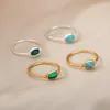 Fedi nuziali Turchese verde per le donne Anello di fidanzamento per feste in pietra naturale Gioielli vintage Bague Regalo di San ValentinoMatrimonio