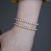 Bracelets porte-bonheur couleur or Rose 5A CZ Pastel émail rond perlé lien chaîne de Tennis coloré mode fille femmes BraceletCharm