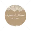 Papier de style lin en dentelle personnaliser les autocollants de mariage étiquettes personnalisées nom de douche nuptiale baptême décor 220613