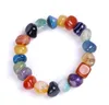 Natural Agate Stone Bracelets Women Men Beaded Strands Irregular Shape Gravel Colorful Beads Elastic Bracelet Jewelry Party Gifts