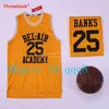 qqq8 The Fresh Prince of Bel-Air # 14 Will Smith Jersey Academy Versión de la película # 25 Carlton Banks Black Green Yellow Stitched Basketball Jersey