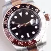 ساعات رجالي من الفولاذ St9 بلونين من Everose Root Beer Brown GMT وظيفة أوتوماتيكية بإطار سيراميك أسود 40 مللي متر من الياقوت الكريستالي