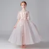 Girl's Dresses Pink Lace Flower Gil Party Princess Dress Wedding Long Gown Girls Costume Birthday Christmas Costumes First Communion Vestido