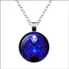 Pendentif Colliers Pendentifs Bijoux Nouvelle Mode Galaxy 12 Constellation Conception Signe Du Zodiaque Horoscope Astrologie Collier Pour Femmes Hommes Verre