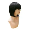 Short Bob Wigs For Black Women Natural color Brazilian Straight Human hair Wigs With Bangs Full Machine Made Glueless Fringe Wig