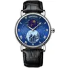 Montres-bracelets Roating Full-automatic Gypsophila Dial Watch For Men Corium Strap Automatic Mechanical Male Watches Luminous ClockWristwatchesW