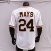 Willie Mays Jersey Vintage 1951 Cream Grey Black Fashion Orange Player Version معجبين بلوفر ريترو Hall of Fame Patch