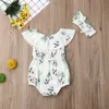 Güzel yeni doğan kız bebek bodysuit flamingo kıyafetleri fırfır kısa kollu o boyunlu tulum yaz kıyafeti g220521