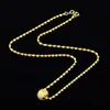 Pendanthalsband Fashion Lucky Beads Authentic 24k Gold Necklace 2mm46cm vatten Rippel för kvinnors bröllop smycken gåvorspendant