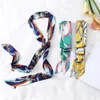 Lengthened Narrow Silk Scarf Women Brand Design Skinny Scarves Decorative Belt Ladies Head Band Wrapped Ribbon Fashion Print