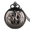 Pocket Watches Full Black Metal Alchemist Dull Polish Edward Elric Necklace Chain Men Women Quartz GiftSpocket