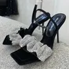 Sapatos de vestido Sexy Black Women Sandals 9cm de salto alto Prom Mulher Crystal Bombas Gladiator sandalias Mujer Verano 2022dress