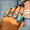 Cluster-Ringe Schmuck 100 Teile / los Böhmen Vintage für Frauen und Mädchen Mix Siery Goldene Accessoires Krone Schmetterling aushöhlen Fingerring Par