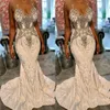 2022 Plus Size Arabic Aso Ebi Ivory Mermaid Luxurious Prom Dresses Pärled Crystals Evening Formal Party Second Reception Birthday Engagement Gowns Dress ZJ222