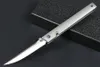 New R8126 Flipper Folding Knife D2 Satin Drop Point Blade CNC TC4 Titanium Alloy Handle Ball Bearing EDC Pocket Knives