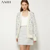 AMII minimalism Autumn Winter Temperament Female Cardigan Causal Vneck Single-Breasted Women's Sweater Cardigan Tops 12070282 201225