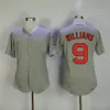 Herren 9 Ted Williams Baseball-Trikots Vintage 1939 Graue Baumwolle Orange Marineblau Weiß genähte Hemden