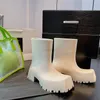 2022 NIEUWE MERK Designer Square Toe Dames Rain Boots Dik Heel Platform Ankle Boots Women's Luxury Rubber Boots G220720