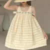 Casual Dresses Tung industri Fransk stil Sommar Rhinestone Beaded Cake Dress Women Spaghetti Srtap Ball Gown Party