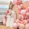 Party Decoration Vintage Pink Baptism Balloon Garland Arch For Girls Pastel Peach Latx Balloons Birthday Baby Shower Wedding DecorationsPart