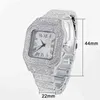 Bracelet de marque de luxe Hip Hop pour hommes, diamant, Quartz, or, avec Micropave CZ, horloge en acier inoxydable