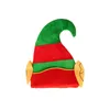 Christmas Elf Hat with Ear for Adults New Year Cartoon Red Green Striped Festival Party Costume Accessory